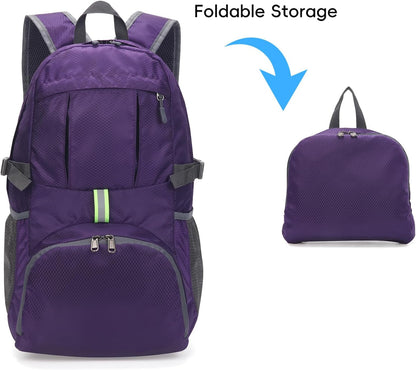 Yaopeing Lightweight Backpack,25L Foldable Hiking Packable,Water Resistant Travel Outdoor Shoulder Bag for Woman Men,Purple