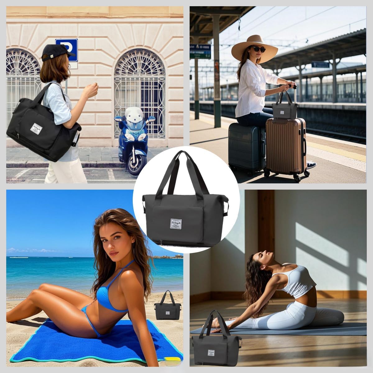 Large Capacity Foldable Travel Bag, Expandable lightweight Carry on Bag, Dry with Wet Separation Spor Duffel Bags