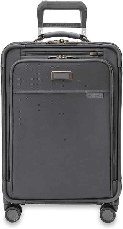 Briggs & Riley Essential 22" Carry On Expandable Spinner - Luggage for Travel, Suitcases with Wheels, Softside Rolling Bag for Men & Women, Self-Repairing Zipper - Baseline Collection, Steel Gray
