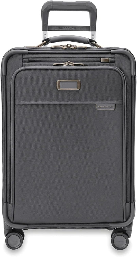 Briggs & Riley Essential 22" Carry On Expandable Spinner - Luggage for Travel, Suitcases with Wheels, Softside Rolling Bag for Men & Women, Self-Repairing Zipper - Baseline Collection, Steel Gray