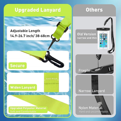 Marine IP68 Waterproof Phone Pouch, Floating Waterproof Phone Case with iPhone 16/15 Pro Max/ 14 Pro Max/ 13 Pro Max/ 12/ S24 Up to 7 inch, 2 Pack Black/Hi-Vis Yellow