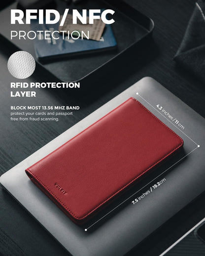 VULKIT Passport Holder Wallet RFID Blocking Travel Wallet for Men & Women