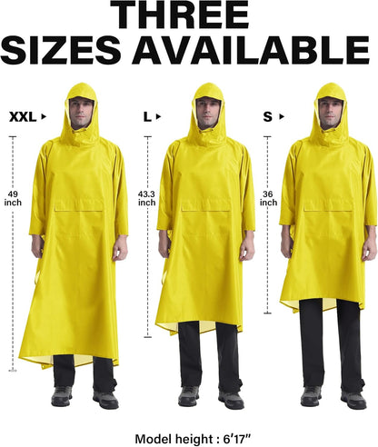 iCreek Hooded Rain Poncho with Pocket Waterproof Lightweight Unisex Raincoat Jacket for Hiking, Camping, Outdoor