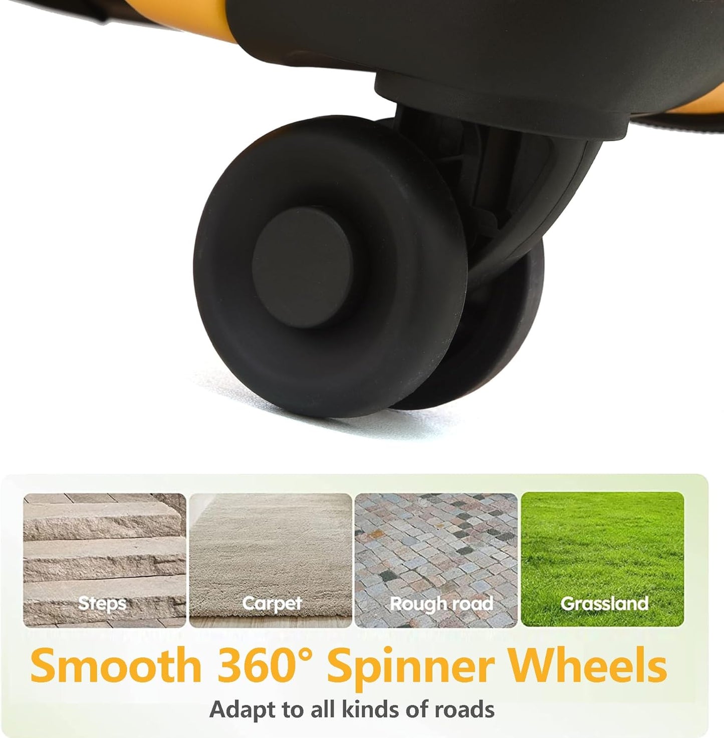 TydeCkare 2pcs 20/28" Luggage Set Lightweight HardShell, Only 20 Inch Carry On 21.65 * 15.35 * 7.87" Cabin Suitcase with Front Pocket, 28 Inch 19.68 * 11.81 * 29.92" Checked Luggage, Orange