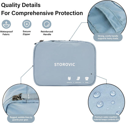 Travel Packing Cubes: Water-Resistant, Odor-Eliminating, Soft & Portable Luggage Organizer Bags for Socks, Underwear, and Gym Gear - Space-Saving, Blue（12.6” × 8.5” × 4.7”） M