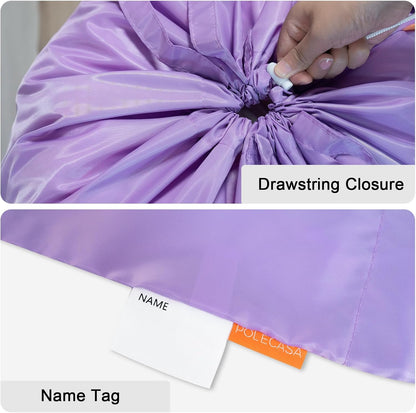 Polecasa Small Heavy Duty Laundry Bag with 130gsm Tear Resistant Fabric and Handles, Easy to Carry Durable Dirty Clothes Drawstring Bag, Perfect for College Dorm, Travel 21”x24”,Purple