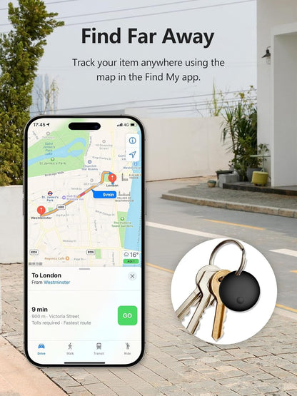 Tracker Tags, Item Finder Work with Apple Find My (iOS Only), Tracking Device Locator Smart Tag for Luggage, Keys, Wallet, Bike, Pets, Bags (Black & White, 2 Pack)