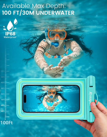 IP68 Waterproof Phone Pouch, Floating Waterproof Phone Case for iPhone 16 15 Pro Max Galaxy S24+ S23 Pixel 8 Pro with Detachable Lanyard, Cellphone Dry Bags Beach Vacation Essentials -2 Pack