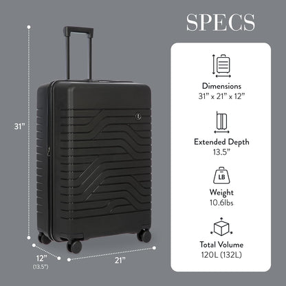 Bric's 30" Expandable Spinner Suitcase - Travel Luggage with TSA-Approved Lock and Hard Shell Exterior - B|Y Ulisse - Black