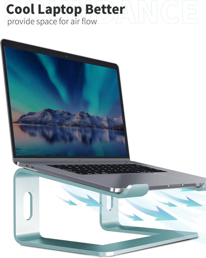 SOUNDANCE Laptop Stand, Aluminum Computer Riser, Ergonomic Laptops Elevator for Desk, Metal Holder Compatible with 10 to 15.6 Inches Notebook Computer, Aquamarine