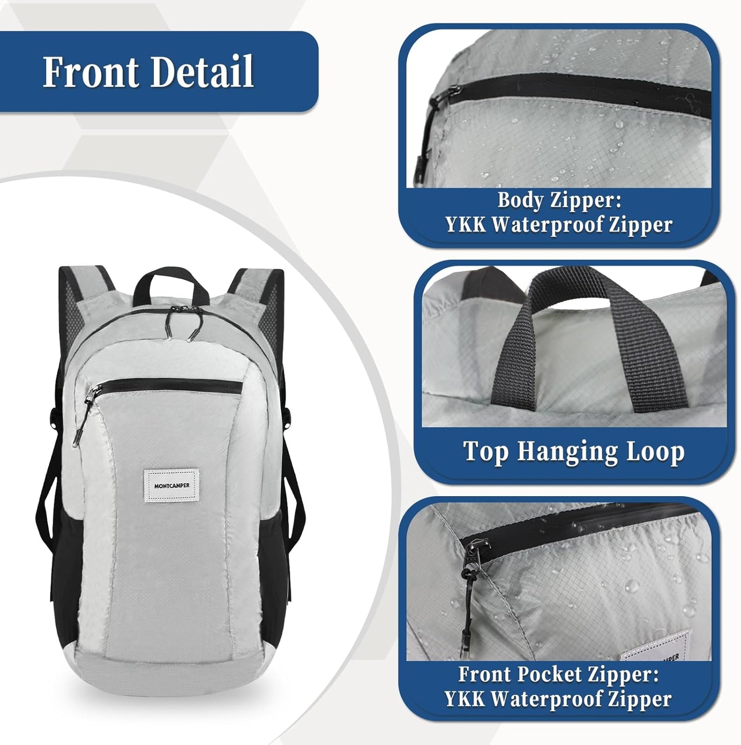 Hiking Daypack - Lightweight & Water-Resistant Portable Backpack for Travel, Camping, Outdoor Adventures(25L, grey)