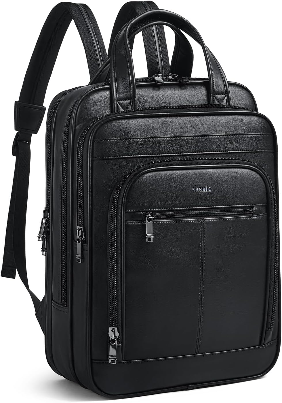 Shrrie 15.6" Laptop Backpack,Business Work Backpack Briefcase,Durable Computer Backpack for Office,Travel,College,Two-tone Black