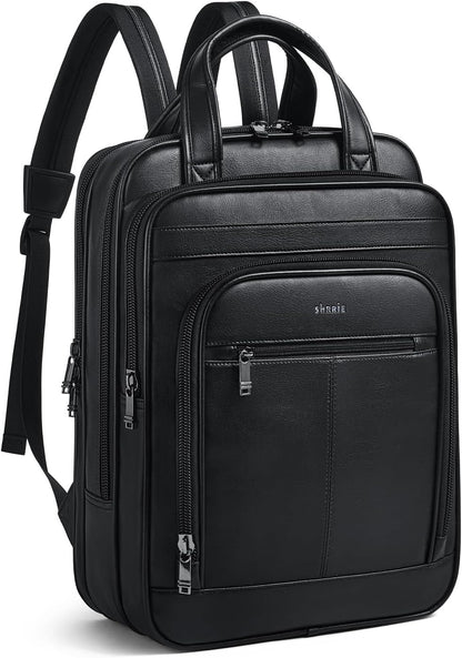Shrrie 15.6" Laptop Backpack,Business Work Backpack Briefcase,Durable Computer Backpack for Office,Travel,College,Two-tone Black
