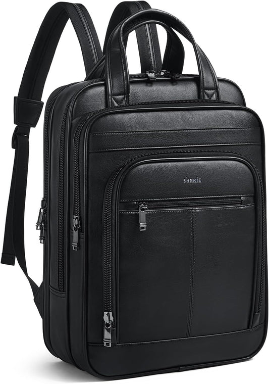 Shrrie 15.6" Laptop Backpack,Business Work Backpack Briefcase,Durable Computer Backpack for Office,Travel,College,Two-tone Black
