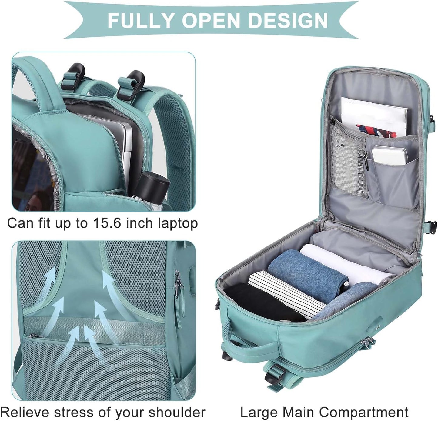 coowoz Travel Backpack For Women Men,Carry On Backpack,Hiking Backpack Waterproof Outdoor Sports Rucksack Casual Daypack Travel Essentials（Blue）
