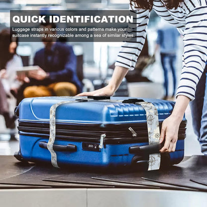 2 Pack Luggage Straps, Adjustable Cute Printing with Combination Lock Luggage Straps for Women Men Travel School Business Trips-Sailing