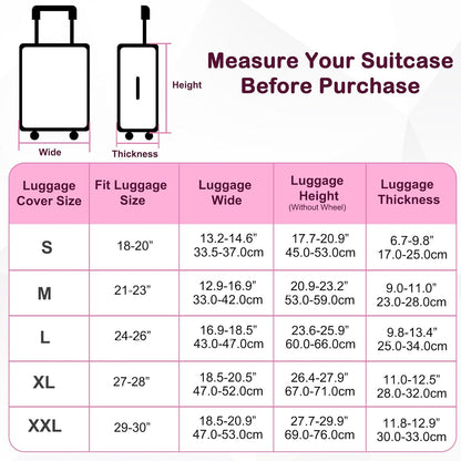 Pink Dino Suitcase Luggage Cover, Thick Suitcase Cover for Carry on Luggage Protector Fits 18-30 Inch Case