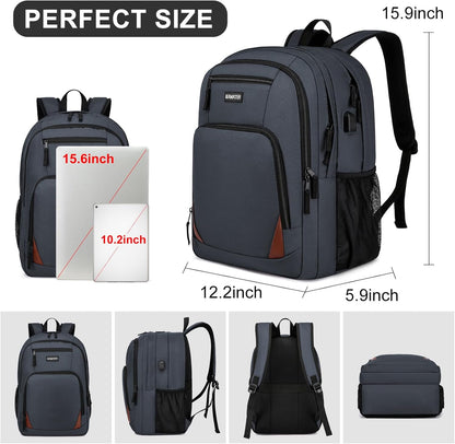 School Backpack for Teen Boys & Girls - 8 Compartments Water Resistant Bookbag with Large Laptop Sleeve | 15.6 Inch Anti-Theft College Student Backpack, Black