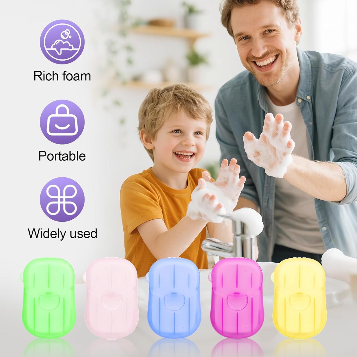 500PCS Eco Travel Soap Leaves, Portable Cleanser with 5 Scents, Paper Hand Cleaner Fragrance Color Soap Paper, Biodegradable Hand Washing Sheets for Camping/Hiking (6.5x4cm)