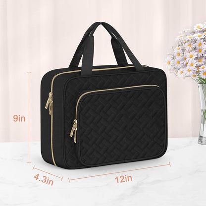 Wedama Toiletry Bag for Women, Large Cosmetic Travel Bag, Hanging Toiletry Bag for Bathroom, Thickened PVC Waterproof Makeup Bag, Toiletries Bag for Travel Business Trips and Camping, Black