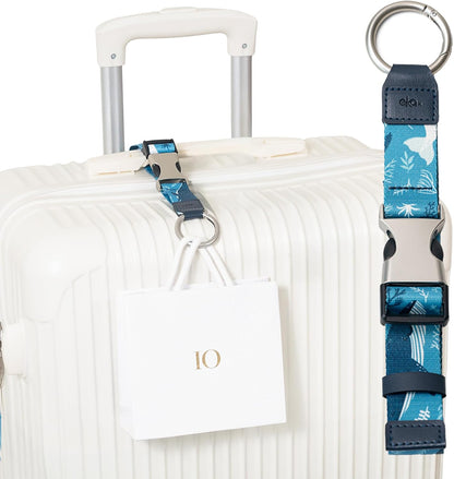 Travel Carry Strap with Ring Hooks, Buckle, Add-a-Bag Luggage Strap, Adjustable Bag Holder, Travel Clip for Carry-on Bags