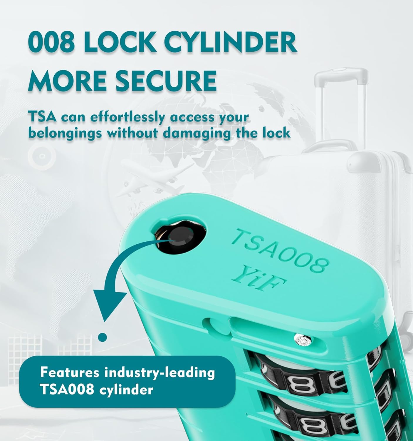 ANVIL TSA Approved Luggage Locks – High Security TSA008 Combination Travel Locks with Inspection Indicator for Suitcases and Backpacks. (3, Cyan)