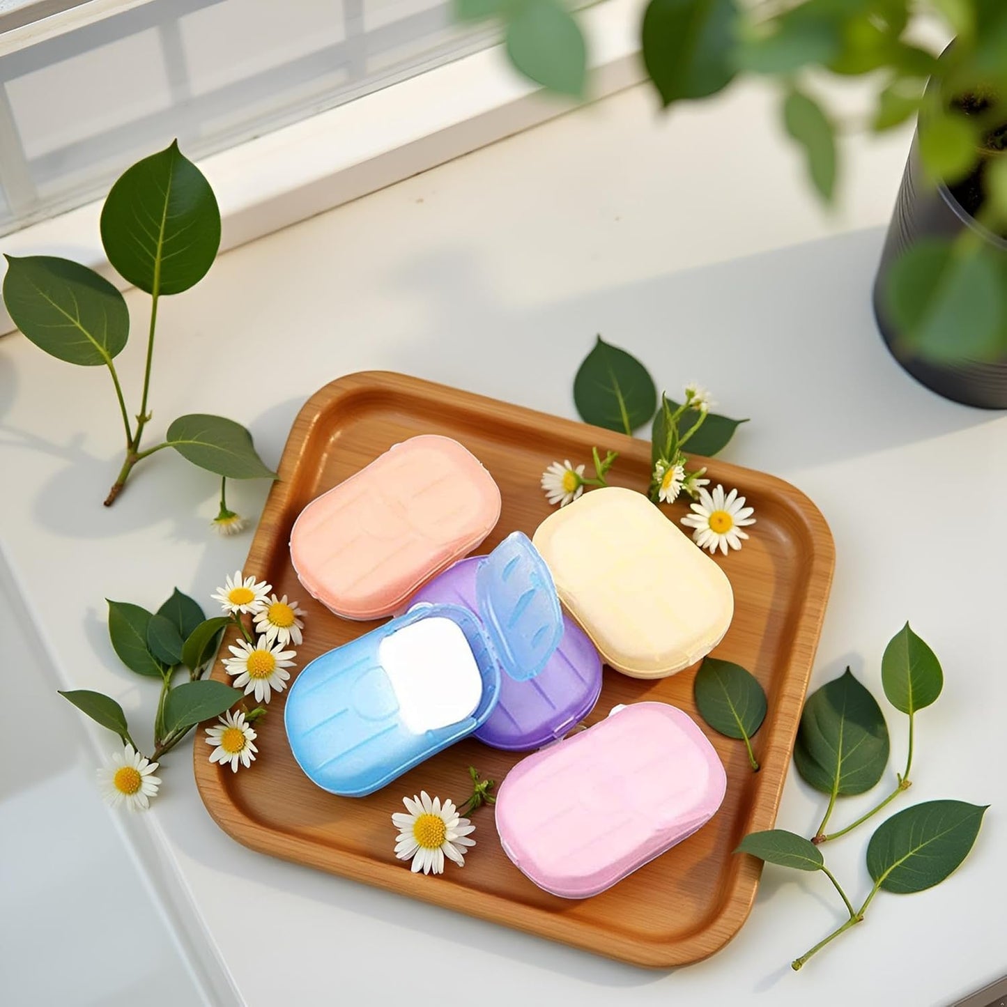 500 Sheets Colorful Disposable Soap Paper 5 Boxes Hand Cleaner Fragrance Mini Color Soap Paper for school Indoor, Outdoor, Travel, Camping Hiking，Paper Soap，Travel Soap,Foot and Hand Care