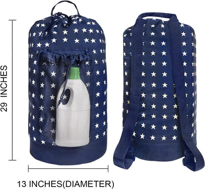 Dalykate Backpack Laundry Bag, Laundry Backpack with Shoulder Straps and Mesh Pocket Durable Nylon Clothes Hamper Bag with Drawstring Closure for College, Travel, Laundromat, Apartment