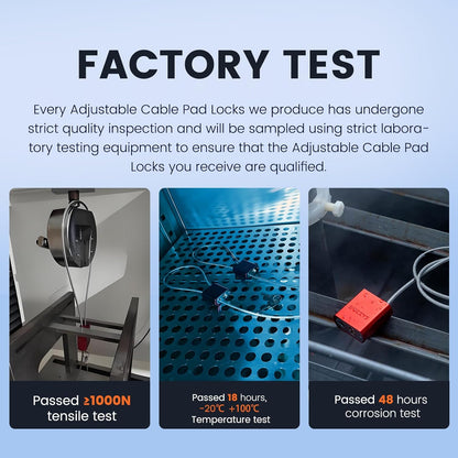 Adjustable Cable Locks with 3 Keys | 6.56ft L x 1/6in D Aluminum Steel Cable Padlock for Bikes, Gate, Lockers & Outdoor Gear | Keyed Different & Black