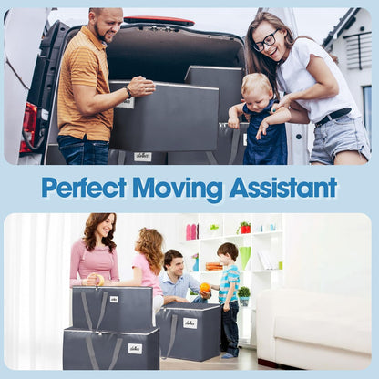 2 Pack Extra Large 93L Moving Bags, 60lb Heavy Duty Moving Totes with Triple-layered Thickening Technology, Strong Zippers & Handles, Easy Open Lids, Water-Resistant, Storage Totes, Fold Flat