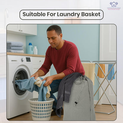 LFH Home Cotton Canvas Large Laundry Bag with Handle, Heavy Duty Drawstring Closure Washable Laundry Bags, School Travel, Home, Hotel, College Dorm, Organizer Sack, Toys Clothes 28x40 (Pack of 4)-Grey