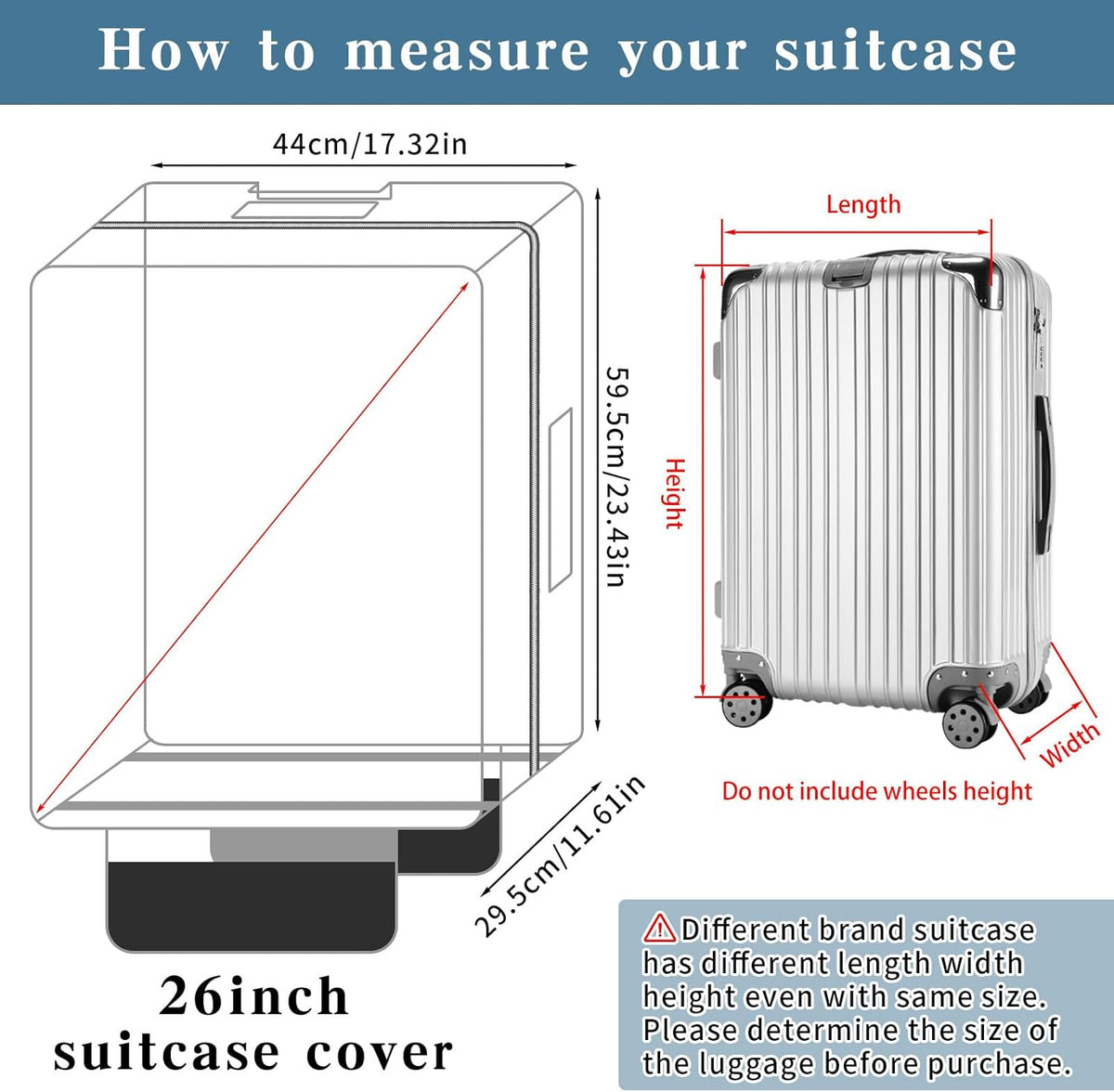 Yotako Upgraded Zippered Clear PVC Suitcase Cover, 28 Inch Luggage Covers for Suitcase Luggage Protector Cover 28''