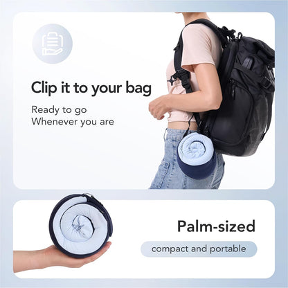Travel Pillow, 100% Pure Memory Foam Travel Neck Pillow Airplane Neck Support Ergonomic Design for Traveling Suitable for Airplanes,Offices and Cars-Cooling Silk Blue