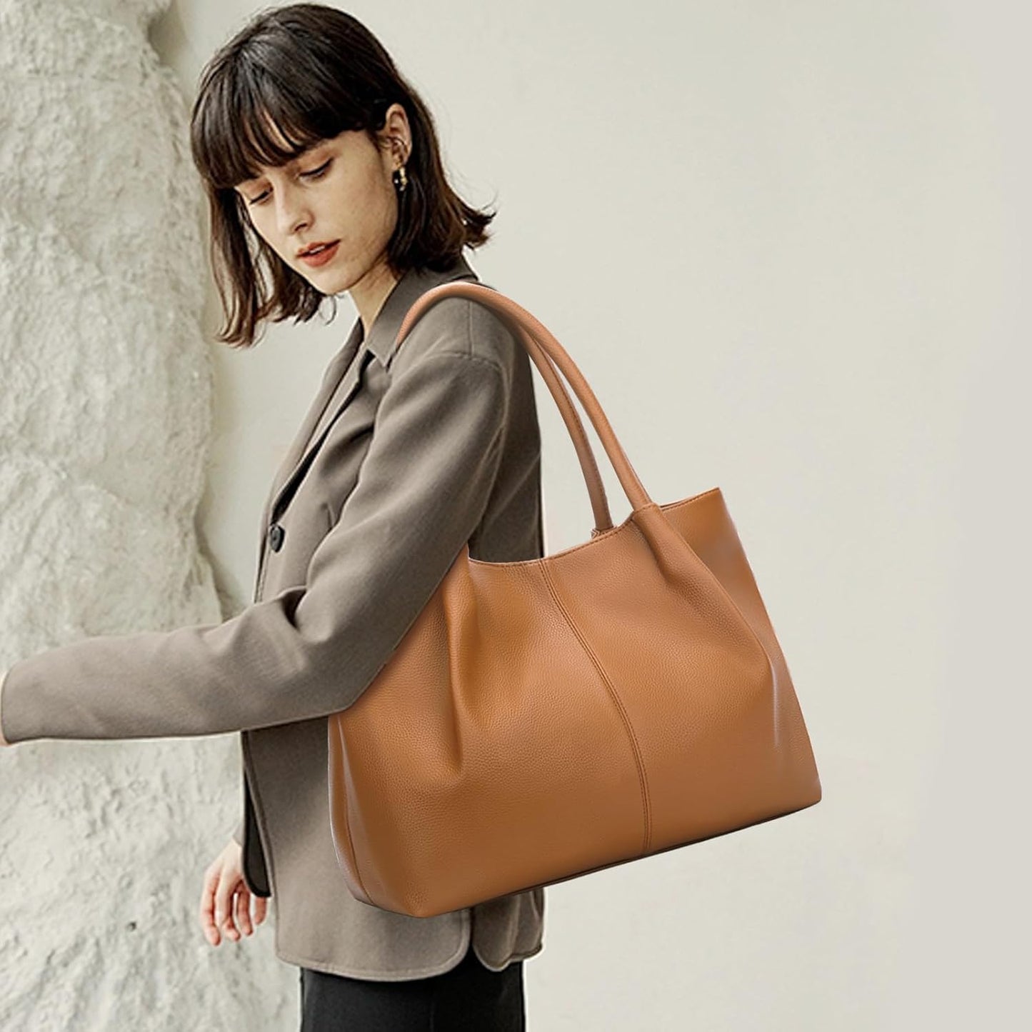 KKXIU Tote Bag for Women Vegan Leather Shoulder Purse Large Capacity Travel Bag