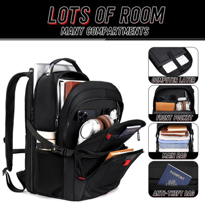 Z-MGKISS 18.4 Large Travel Backpack, USB Computer Bagpack Fits 18.4 Inch Laptop, Business Backpack for Men, TSA Flight Approved, Laptop Backpacks, Black