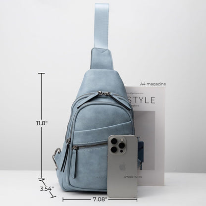 Alldaily Large Sling Bag for Women Crossbody Purse Leather Fashionable Trendy Chest Bag for Travel, Fanny Pack (Blue)