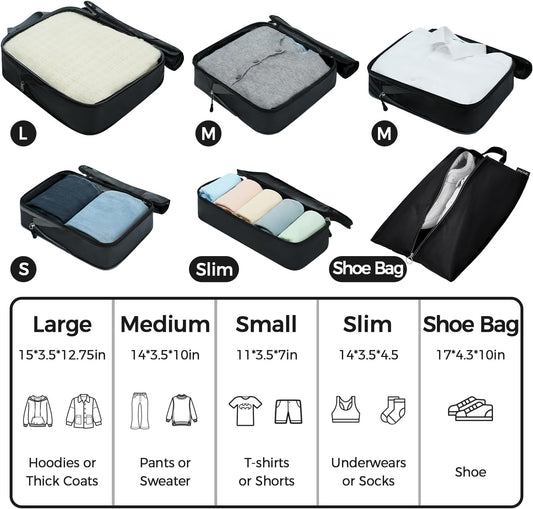 BAGAIL 6 Set Ultralight Compression Packing Cubes Packing Organizer for Travel Accessories Luggage Suitcase Backpack