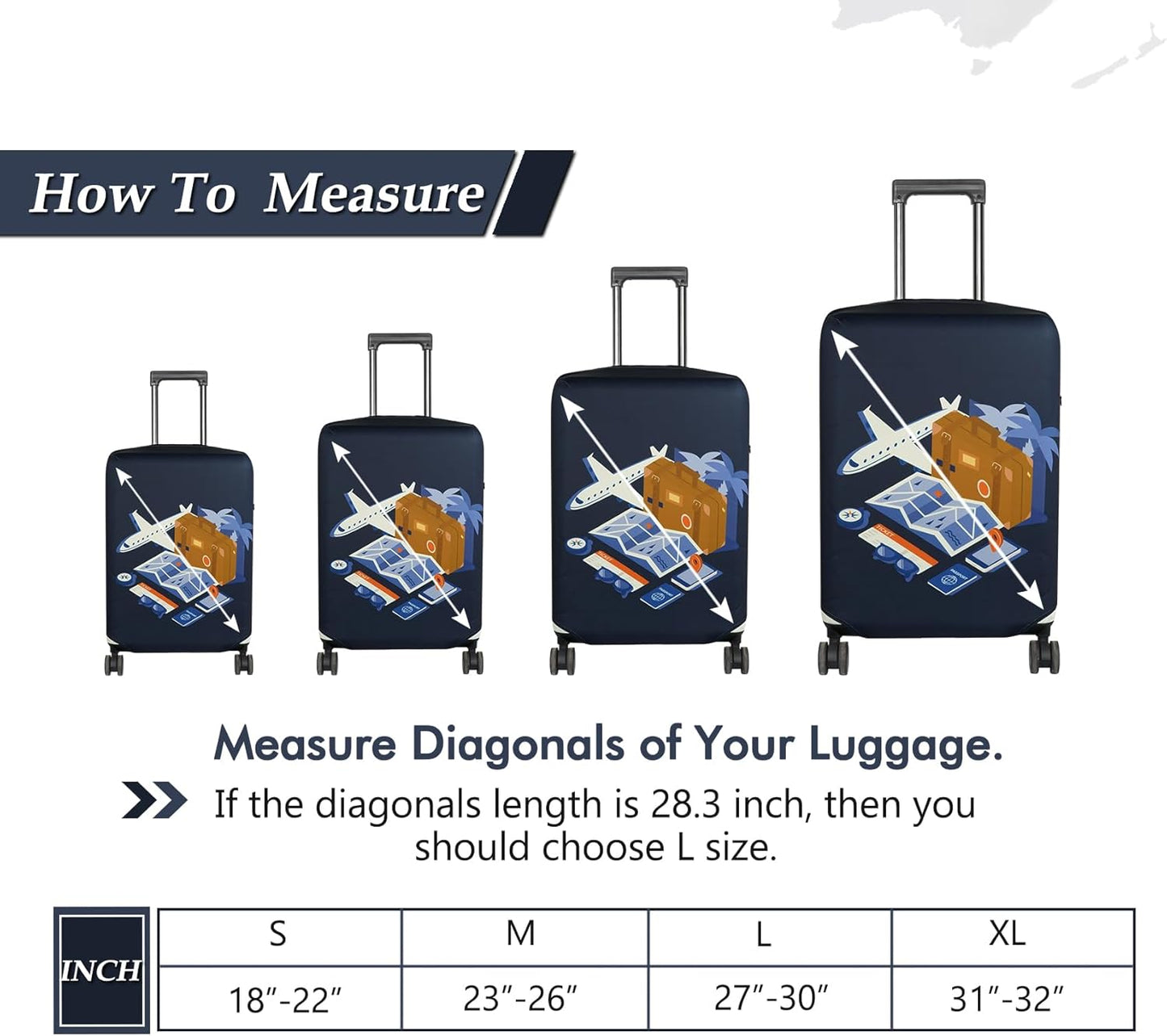 HYPER VENTURE Washable Luggage Cover - Fashion Suitcase Protector Fits 23-26 Inch Luggage (Journey, M)