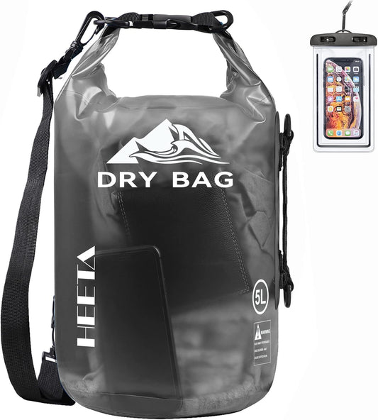 HEETA Dry Bag Waterproof for Women Men, 5L/10L/20L/30L/40L Roll Top Lightweight Dry Storage Bag Backpack with Phone Case for Travel Swimming Boating Kayaking Paddle Board Camping Beach Accessories