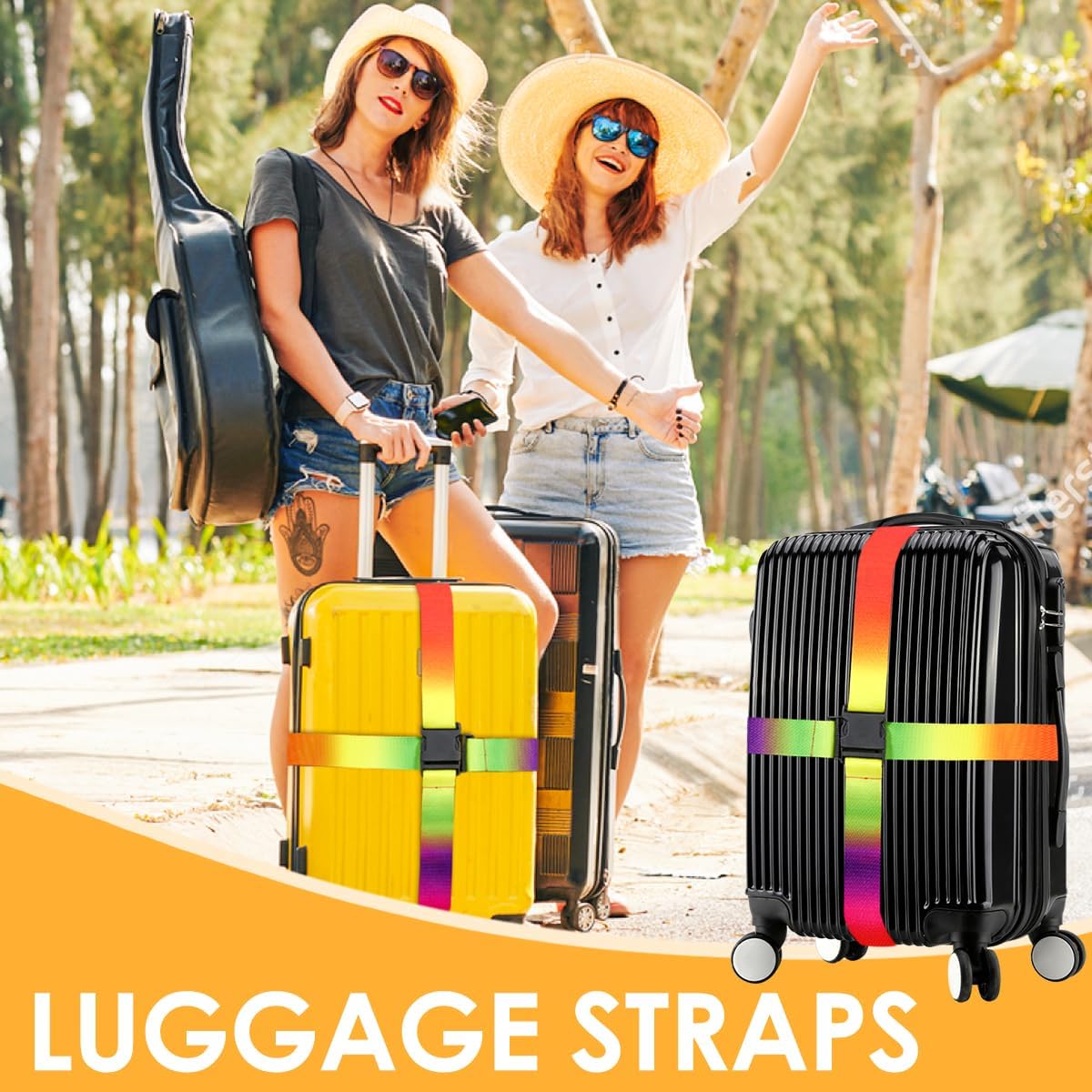 Adjustable Travel Luggage Strap Suitcase Belt Travel Bag Accessories 1.96 in W x 6.23 ft L