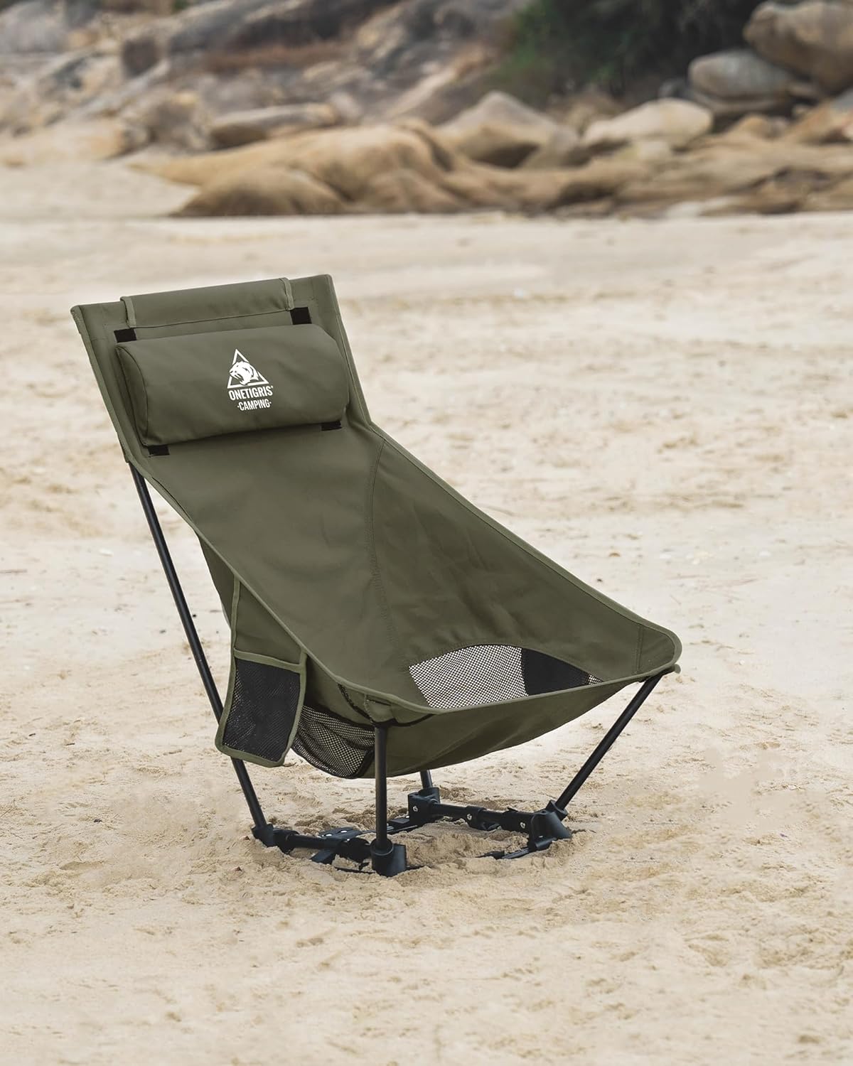 OneTigris Dragonhide Oversized Camping Chair with Pillow Design, Comfortable Widened Seat Folding, 275 lbs Capacity