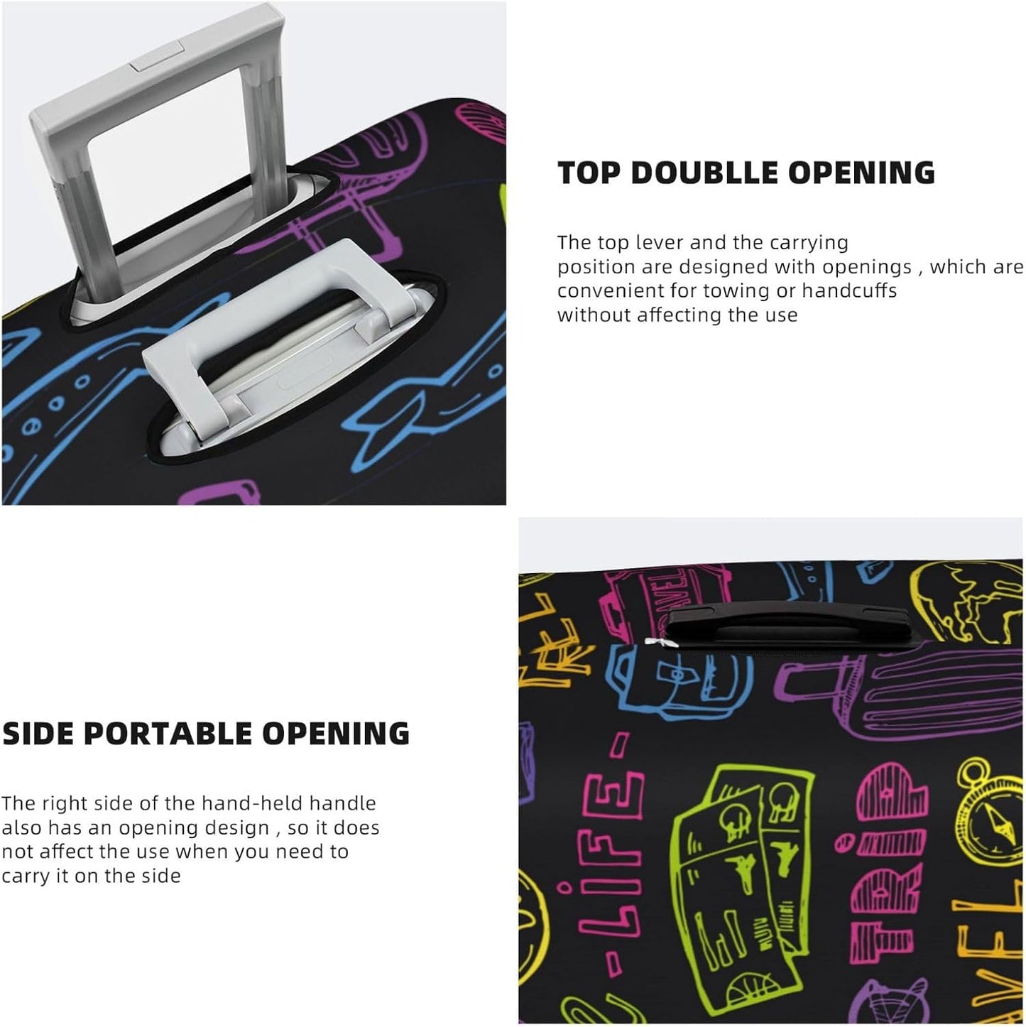 Trip Colored Graffiti Travel-Life Style Luggage Cover Washable Suitcase Protector, Luggage Tag Travel Birthday Gifts For Men Women (L 26-28 Inch Luggage)