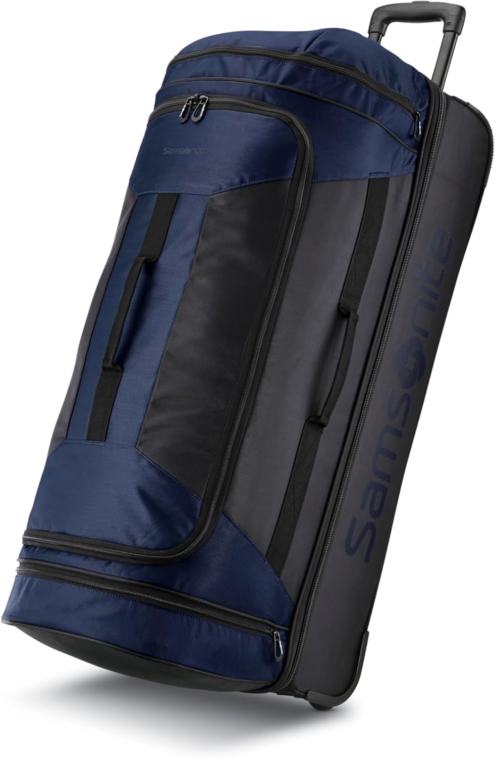 Samsonite Andante 2 Wheeled Duffel Bag – 32-Inch Durable Rolling Luggage with Inline Skate Wheels, Push-Button Handle & Spacious Compartments – Travel-Friendly and Lightweight- Navy/Black