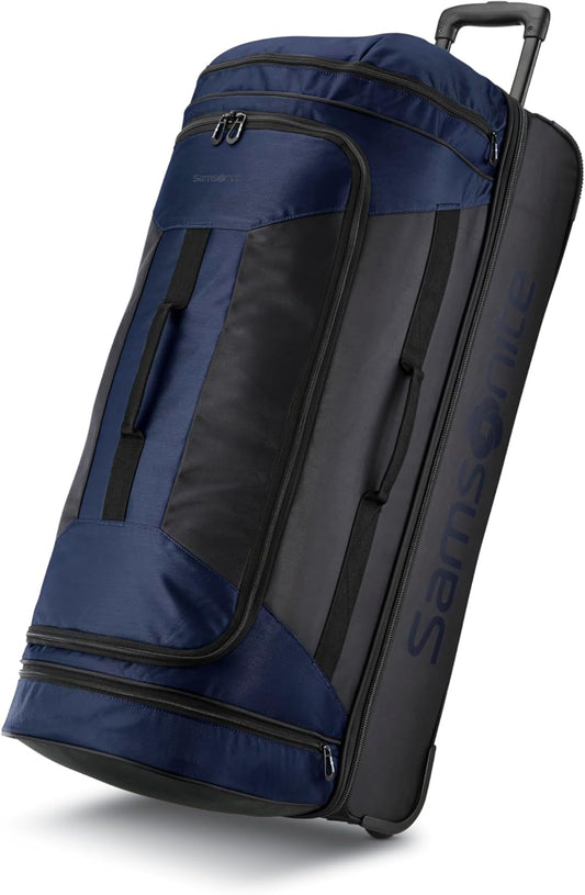 Samsonite Andante 2 Wheeled Duffel Bag – 32-Inch Durable Rolling Luggage with Inline Skate Wheels, Push-Button Handle & Spacious Compartments – Travel-Friendly and Lightweight- Navy/Black