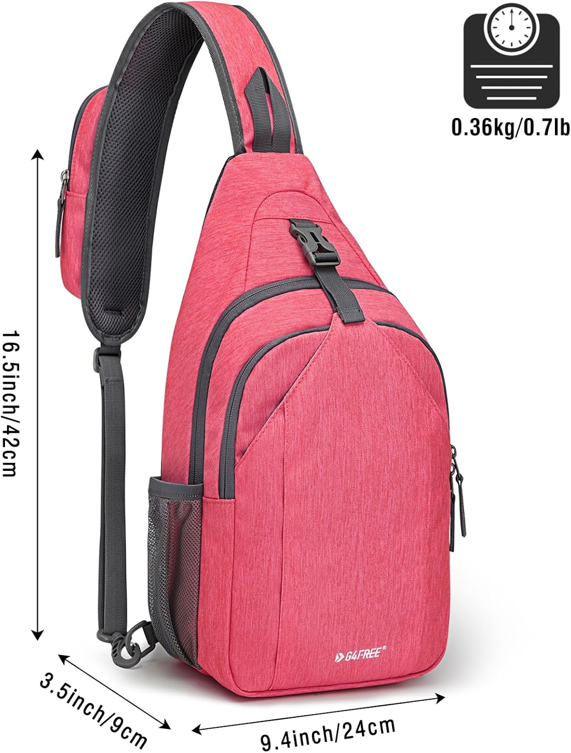 G4Free Sling Bag RFID Blocking Sling Backpack Crossbody Chest Bag Daypack for Hiking Travel(Red)