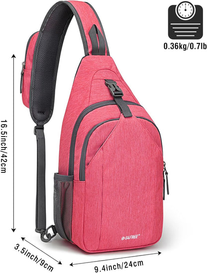 G4Free Sling Bag RFID Blocking Sling Backpack Crossbody Chest Bag Daypack for Hiking Travel(Red)