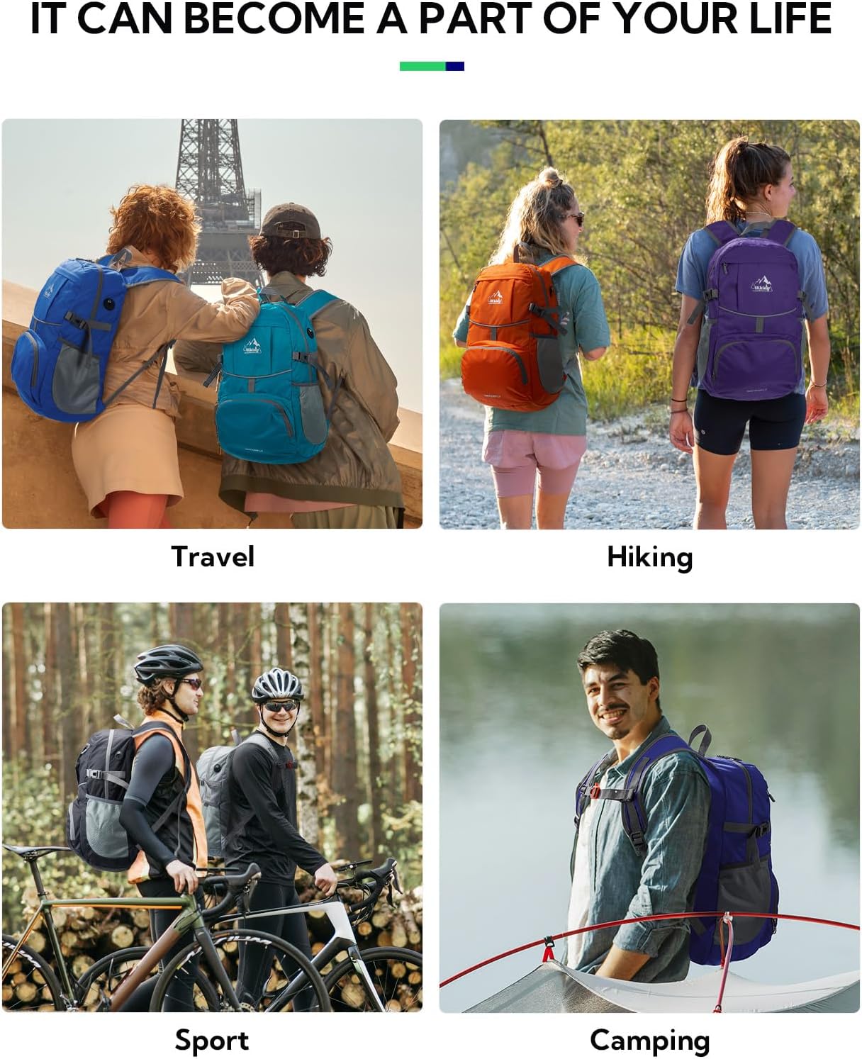 WATERFLY Hiking Foldable Daypack Backpack: 25L Ultra Lightweight Packable Waterproof Outdoor Travel Day Pack for Woman Man