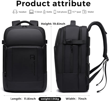 Travel Backpack for Men, 17.3 Inches Business Laptop Backpack Water-Resistant Carry on Airline Approved 18x14x8 Luggage Backpack with USB Charger Port