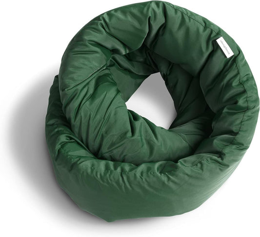 Huzi Infinity Pillow - Travel Neck Pillow - Versatile Soft 360 Support Scarf - Machine Washable - Home Travel Flight Road Trips Airplane Sleeping (Pine Green)