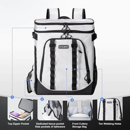 Beach Cooler Backpack for Men 36cans Insulated Backpack Cooler Lunch Bag for Women Camping Hiking Picnic Travel for 18 Hours Cooling 30L